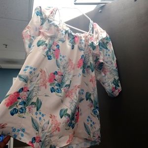 Parker Floral Off-Shoulder Blouse - Pink and Blue